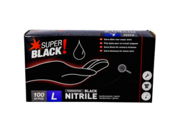 GLOVES NITRIL SUPER BLACK PWF/100 LARGE
