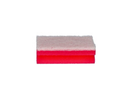 Synth. schuurspons - rood handvorm - schuur wit zacht - 14x7x4 4cm - per 10