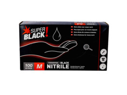 Handschoen - nitril - SUPER BLACK  - poedervrij - 100 M