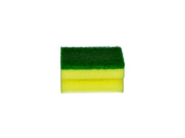 Synthetische schuurspons geel - handvorm - schuur groen -  9x6.5x4.5cm per 10