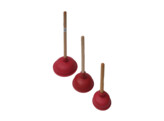 Sink plunger - natural rubber - o 14 5 cm - red - wooden handle - not mounted