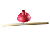 Sink plunger - natural rubber - o 14 5 cm - red - wooden handle - not mounted