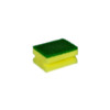 Abrasive yellow professionnal sponge  polyether    green fibre  90 x 65 x 44 mm