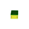 Abrasive yellow professionnal sponge  polyether    green fibre  90 x 65 x 44 mm