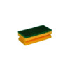 Abrasive yellow professionnal sponge  polyether    green fibre  140 x 70 x 44 mm